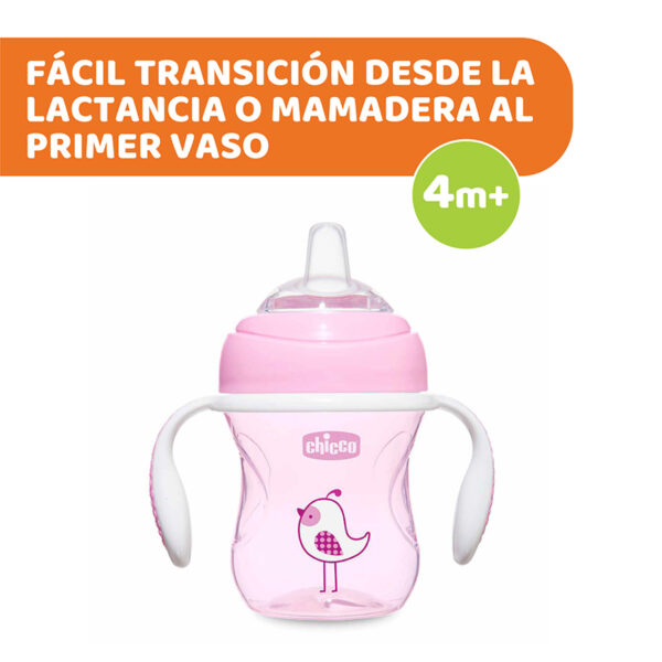 VASO DE TRANSICION ROSA Y CELESTE DE 200 ML