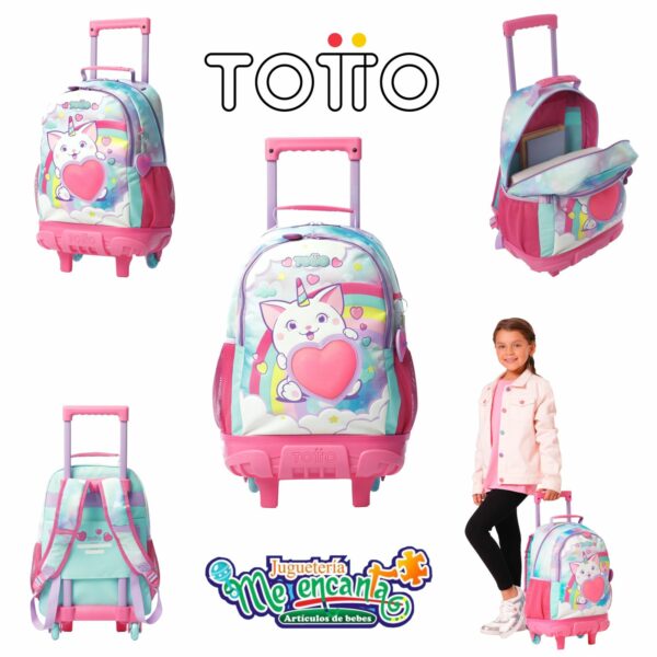 MOCHILA TOTTO CON RUEDITA MORRAL RUE BOMPER SWEETY HEART