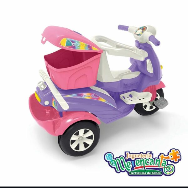 Triciclo Calesita Moto con Empujador Rosa