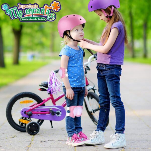 Casco de bicicleta para niños con rodilleras, coderas y muñequeras