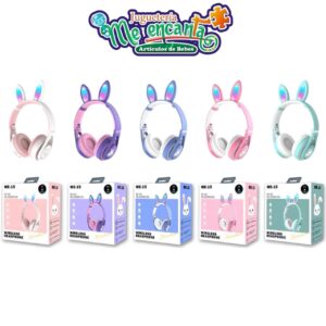 AURICULARES INALAMBRICOS CON DISEÑO DE OREJAS DE CONEJO Y LUCES LED