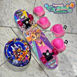 SET DE SKATE INFANTIL DE PATRULLA CANINA CON KIT DE PROTECCION
